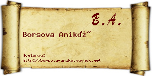 Borsova Anikó névjegykártya